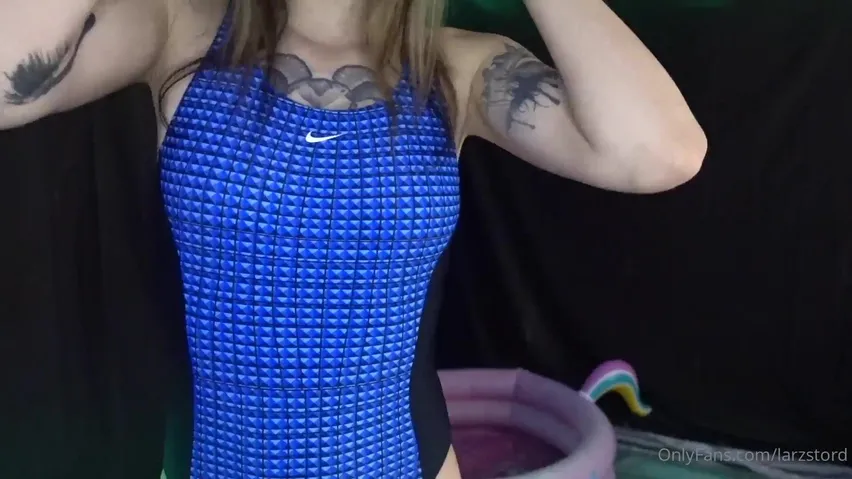 Larzstord i start by showing off my cute blue one piece swimsuit while i  stand in front of a little xxx onlyfans porn video - CamStreams.tv